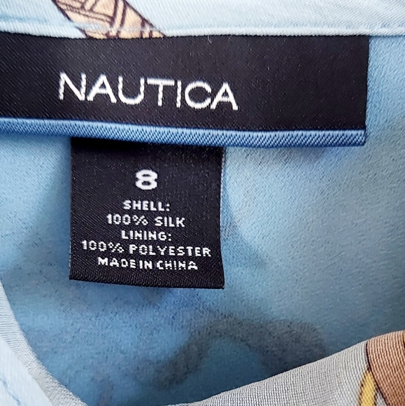 Beautiful silk blouse with shawls tie collar sleeves size 8 in baby blue - Picture 4 of 6